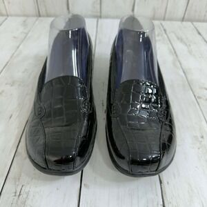 Clarks Bendables Women's Black Croc Patent Loafers Comfort Flats Size 9M